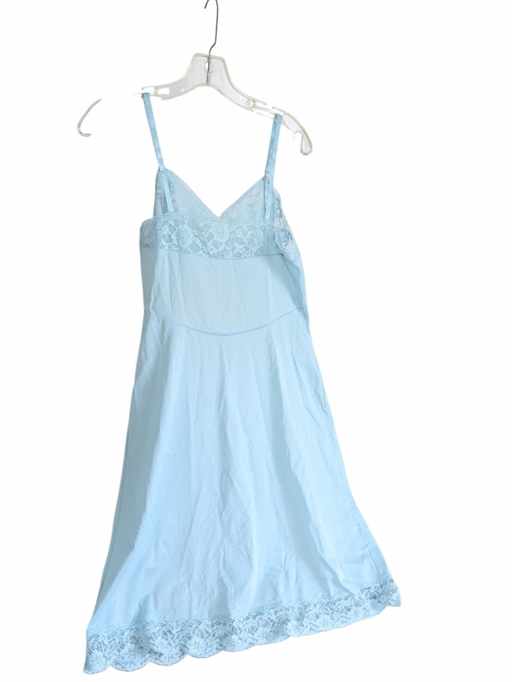 Vanity Fair Vintage Lace Trim Full Slip Dress Powder Blue Size 34 - Picture 3 of 5